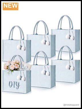 6 Pack Canvas Tote Bags DIY Bridesmaid Bulk Wedding Gift